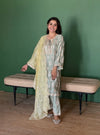 Intira Tissue Linen Satin Sage Green Kurta Set