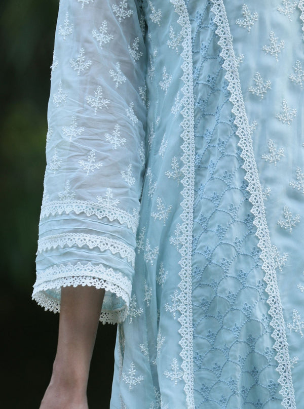 Maheen Organza Blue Anarkali Kurta Set