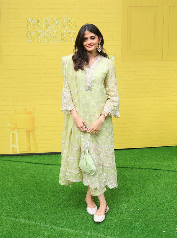 Aulia Organza Lime Green Kurta Set