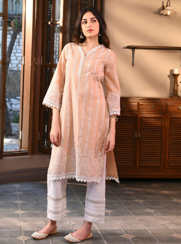 Fila Supima Cotton Beige Kurta Set