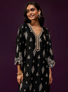 Emon Cupro Satin Black Kurta Set