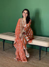 Intira Tissue Linen Satin Burnt Orange Kurta Set