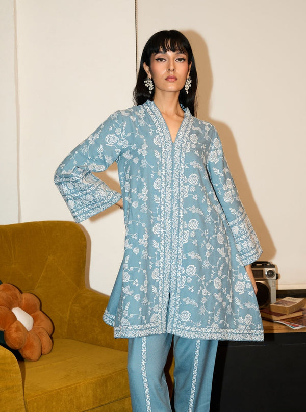 Greta Wool Light Blue Kurta Set