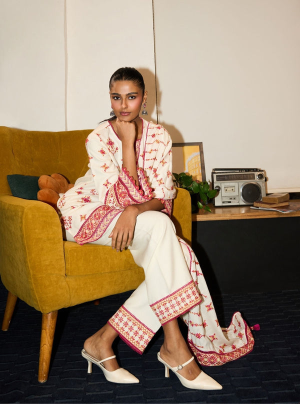 Colette Wool Off White Kurta Set