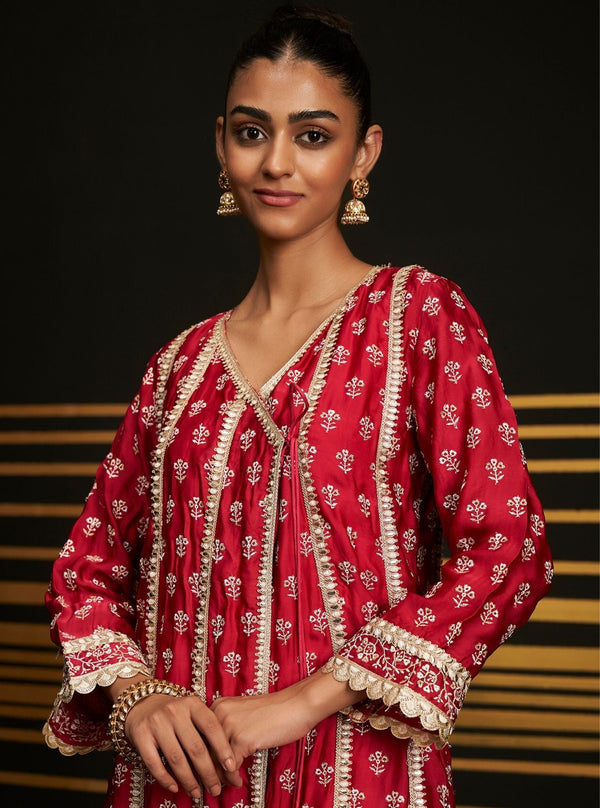 Patola Organza Satin Fuchsia Anarkali Kurta Set