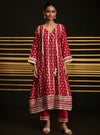Patola Organza Satin Fuchsia Anarkali Kurta Set