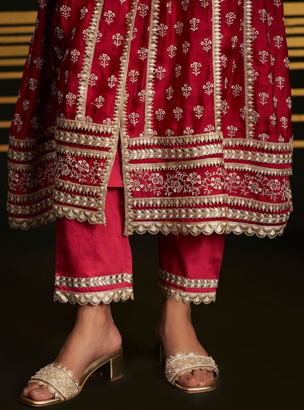 Patola Organza Satin Fuchsia Anarkali Kurta Set