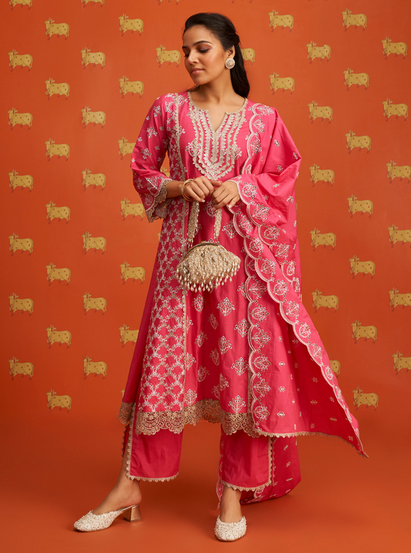 Itsara Supima Cotton Fuschia Kurta Set