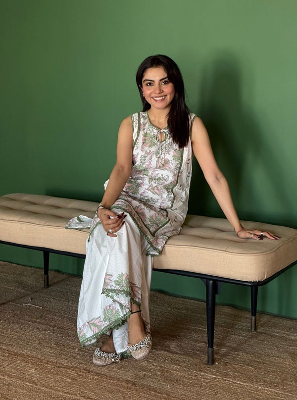 Sakura Supima Cotton Green Kurta Set