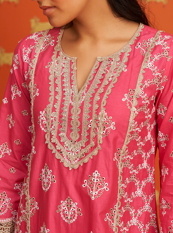 Itsara Supima Cotton Fuschia Kurta Set