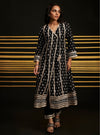Patola Organza Satin Black Anarkali Kurta Set