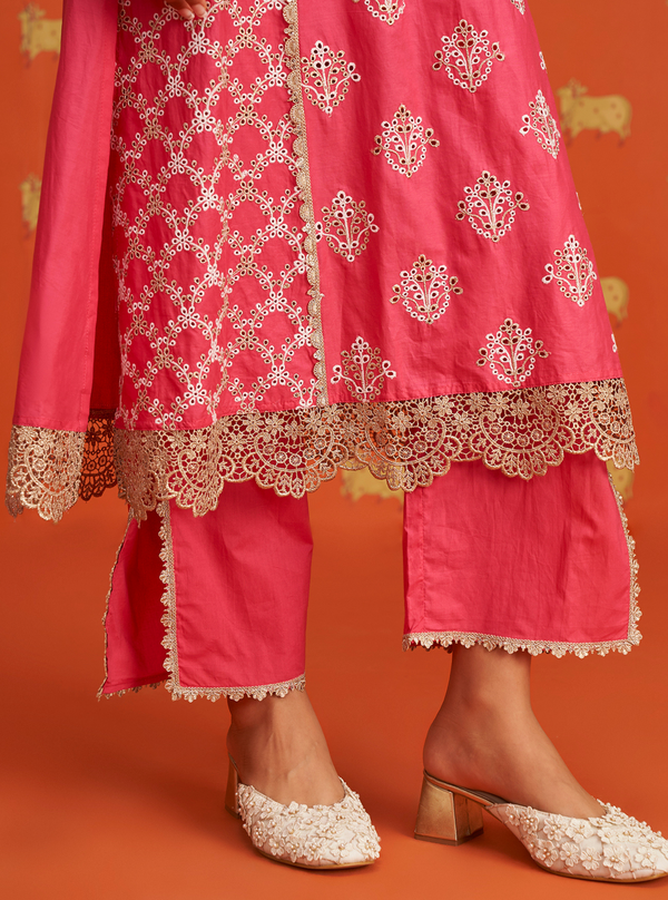 Itsara Supima Cotton Fuschia Kurta Set