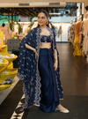 Saanware HO Silk Navy Long Shrug With Skirt