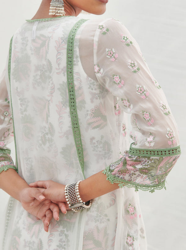 Leilani Organza Green Kurta Set