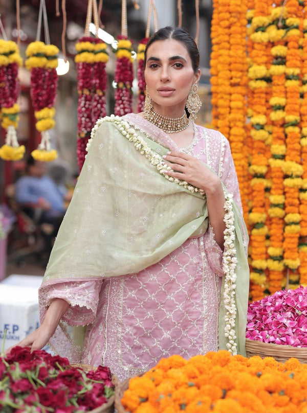 Suhana Organza Onion Pink Kurta Set