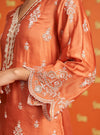 Emon Cupro Satin Burnt Orange Kurta With Fuschia Pant