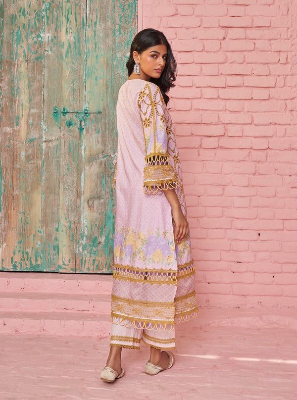 Poema Supima Cotton Printed Pink Kurta Set