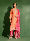 Emon Cupro Satin Burnt Orange Kurta With Fuschia Pant