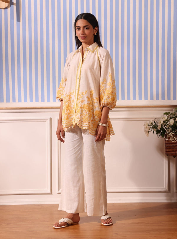 Paloma Linen Off White Shirt With Saelys Pant