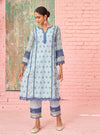 Alwen Organza Printed Blue Kurta Set