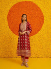 Shubh Organza Satin Red Kurta Set