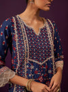 Anchali Pima Satin Navy Kurta Set