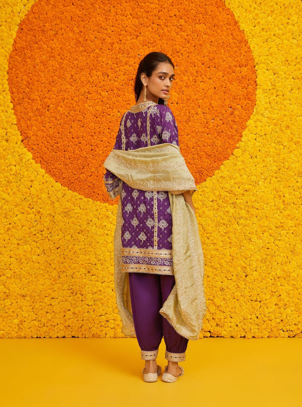 Faye Banarsi Purple Kurta Set
