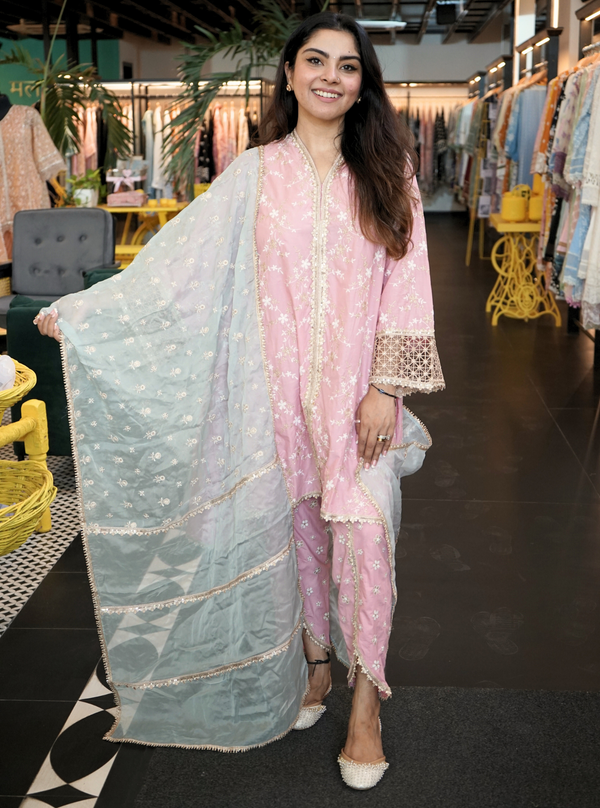 Avira Supima Cotton Pink Kurta Set