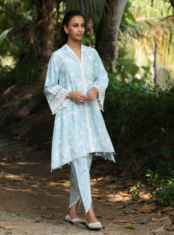 Aalaya Supima Cotton Blue Kurta Set