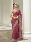 Noorani Viscose Glass Organza Red Ajrakh Print Saree