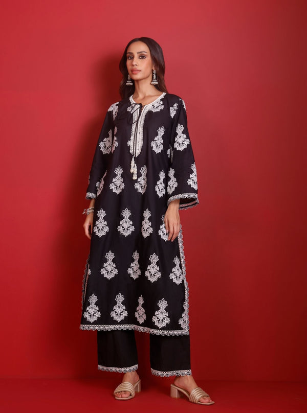 Rimi Supima Cotton Black Kurta Set