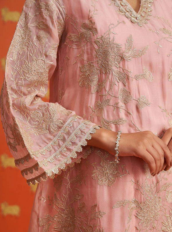 Sunee Organza Pink Kurta Set