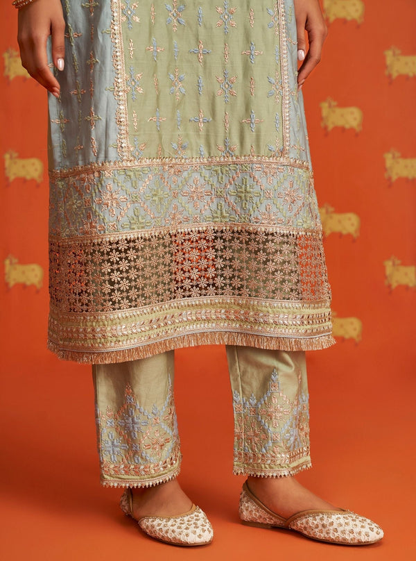 Anya Pima Satin Green Kurta Set