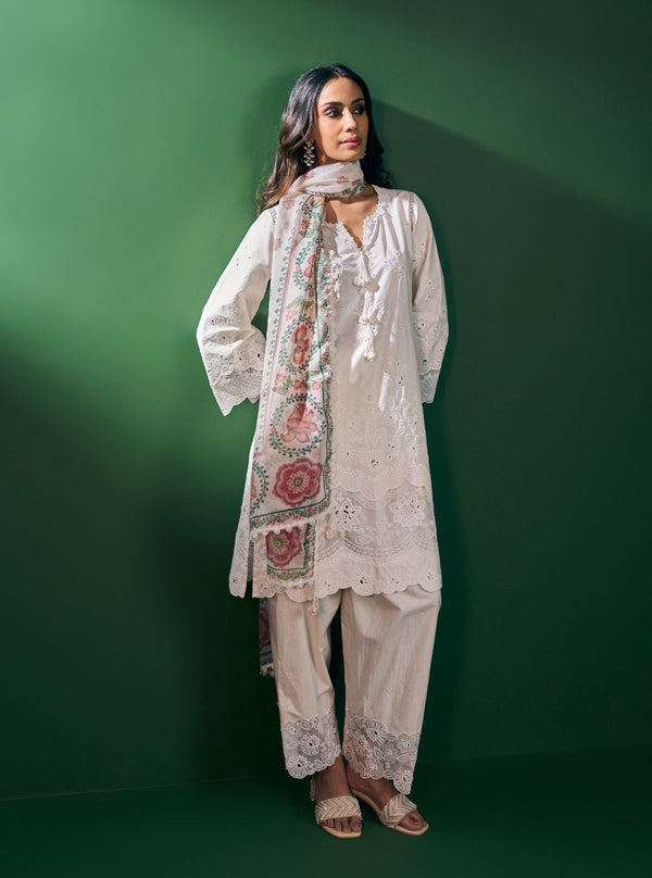 Riva Supima Cotton Off White Kurta Set