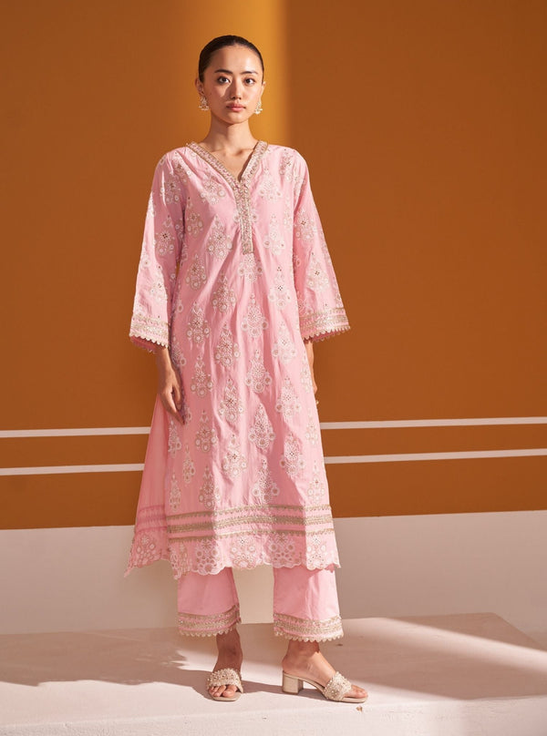 Kaeo Supima Cotton Pink Kurta Set