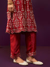 Tasanee Cupro Satin Red Kurta Set