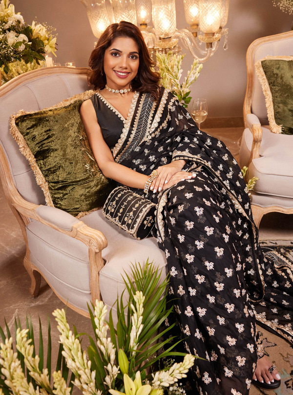 Miah Organza Black Saree