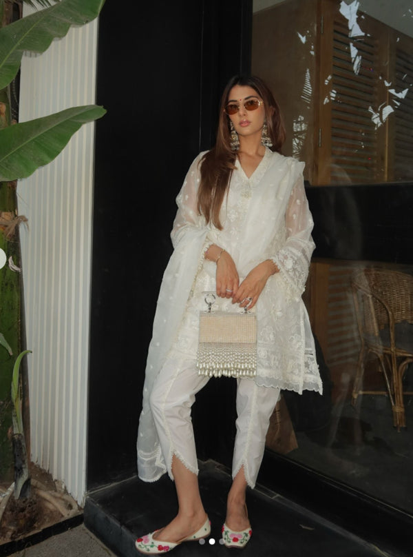 Uma Organza White Kurta Set