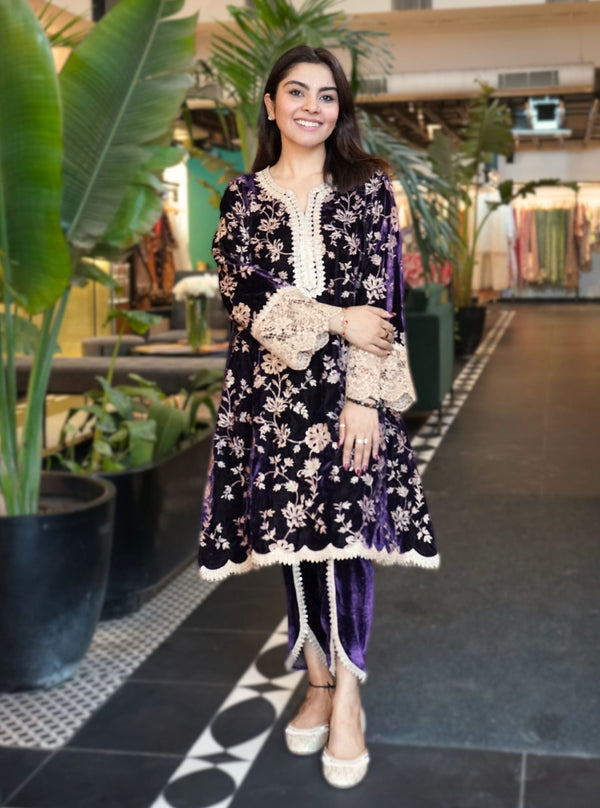 Imani Velvet Purple Kurta Set