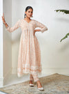 Twyla Organza Beige Kurta Set