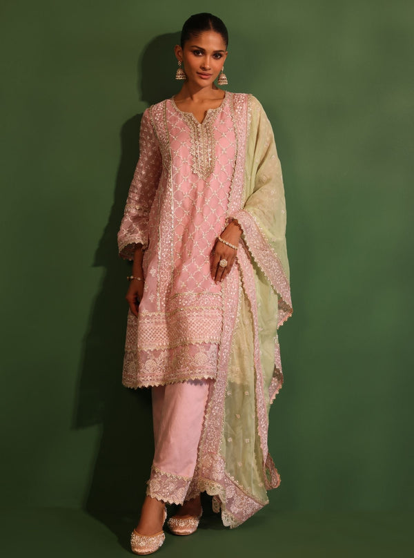 Suhana Organza Onion Pink Kurta Set