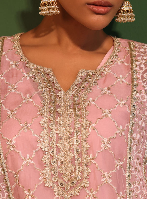 Suhana Organza Onion Pink Kurta Set