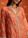 Yihwa Cupro Satin Burnt Orange Kurta Set