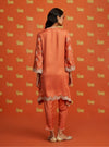 Yihwa Cupro Satin Burnt Orange Kurta Set
