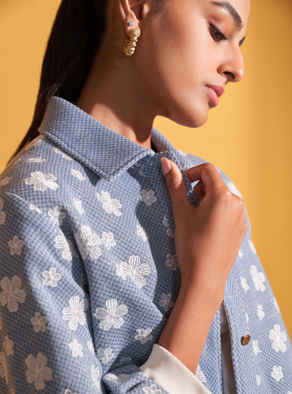 Edith Lurex Knit Blue Co-ord Set