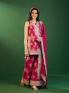 Lami Pima Satin Fuchsia Kurta With Flared Bell-Bottom Pants