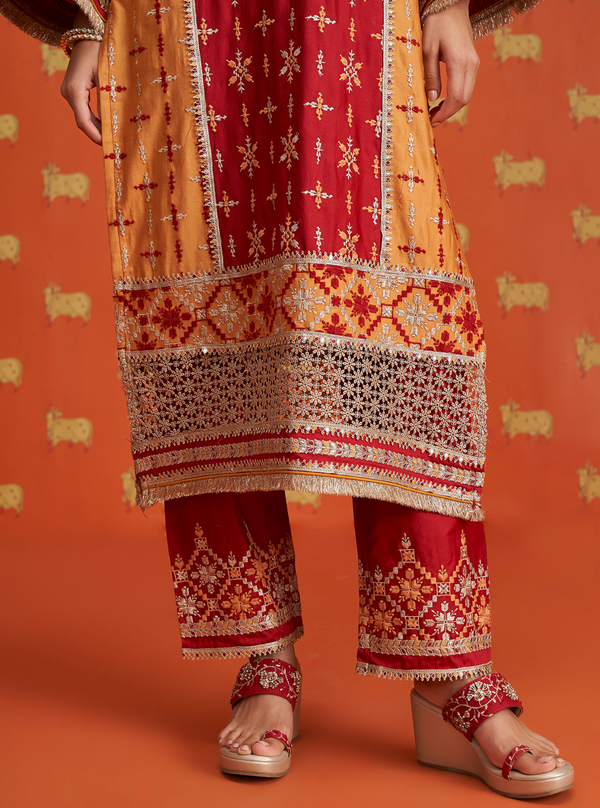 Anya Pima Satin Red Kurta Set
