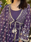 Nyah Banarsi Purple Short Anarkali Kurta Set