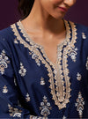 Aree Pima Satin Navy Kurta Set