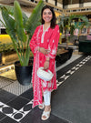 Love Song Supima Cotton Red Kurta With Slit Pant